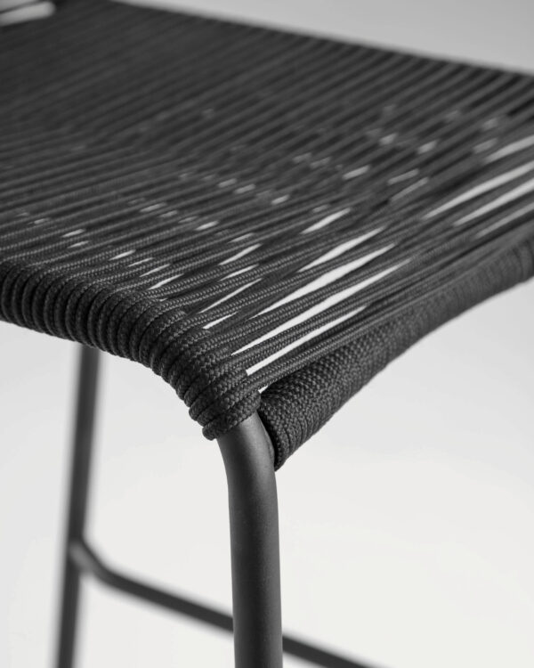 Taburete apilable Lambton de cuerda negro y acero con acabado negro altura 62 cm