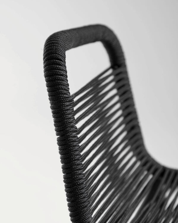 Taburete apilable Lambton de cuerda negro y acero con acabado negro altura 62 cm