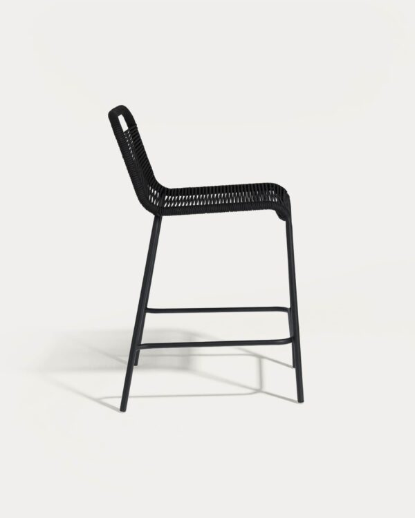 Taburete apilable Lambton de cuerda negro y acero con acabado negro altura 62 cm