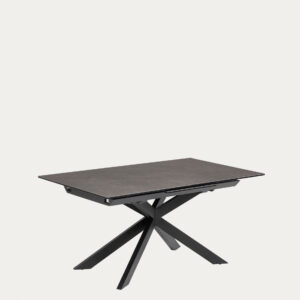 Mesa extensible Atminda porcelánico patas acero acabado negro 160 (210) x 90 cm