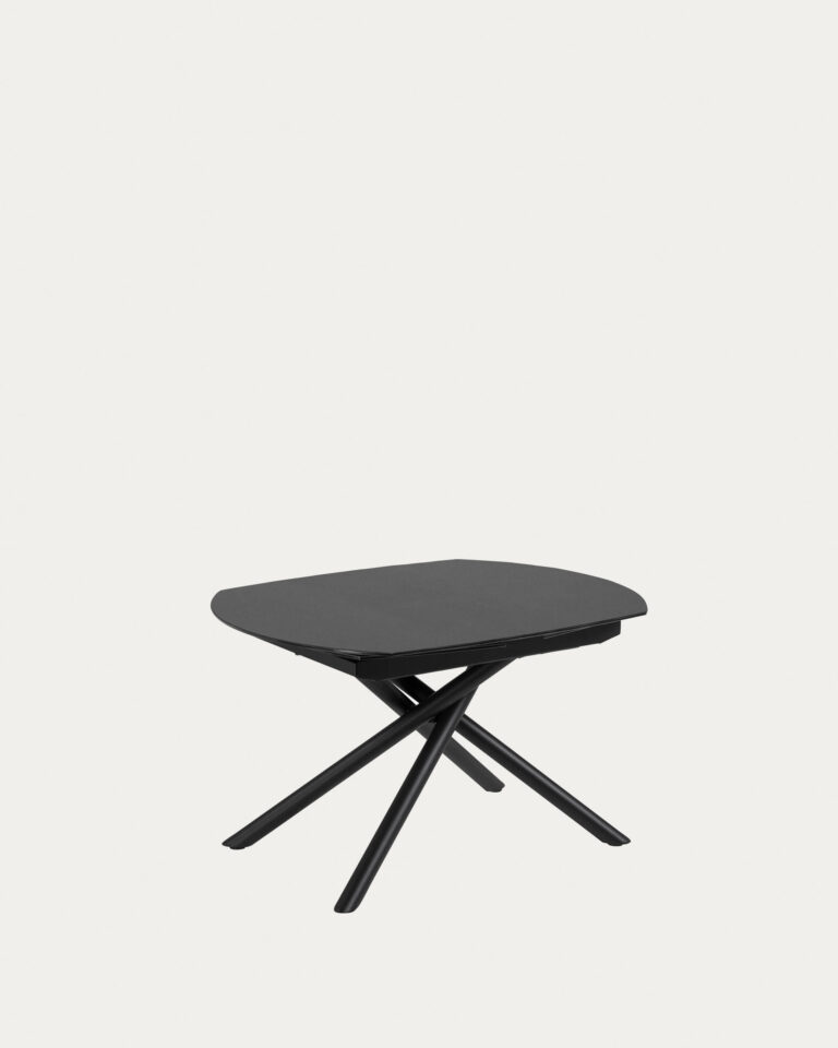 Mesa extensible Yodalia vidrio templado y patas de acero acabado negro 130(190)x100 cm