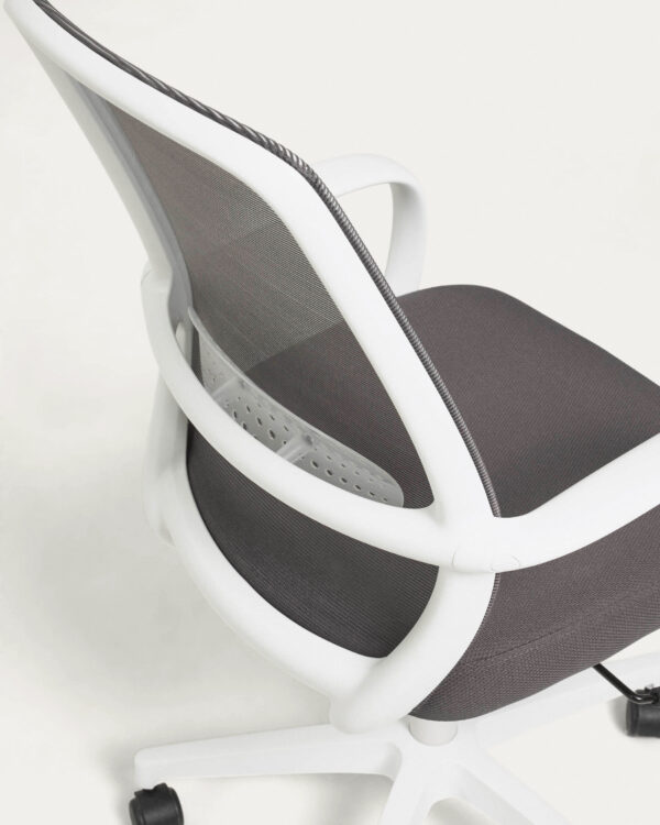 Silla de escritorio Melva gris y patas de acero blanco