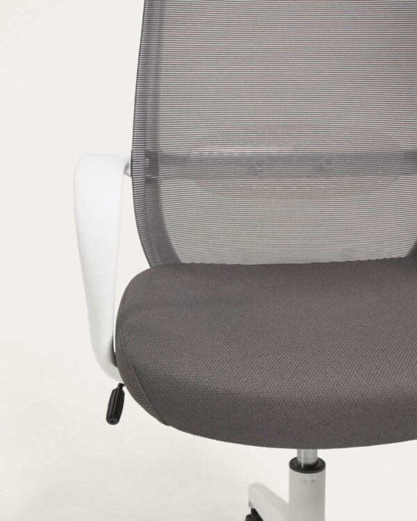 Silla de escritorio Melva gris y patas de acero blanco
