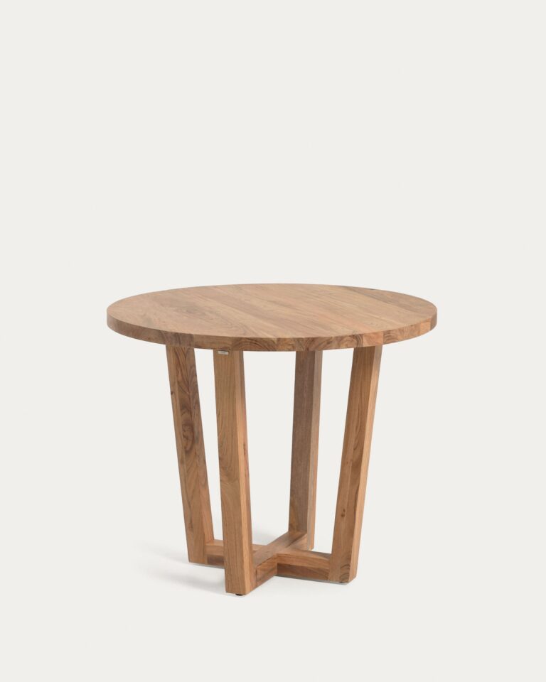 Mesa redonda Nahla de madera maciza de acacia con acabado en tono natural Ø 90 cm FSC 100%