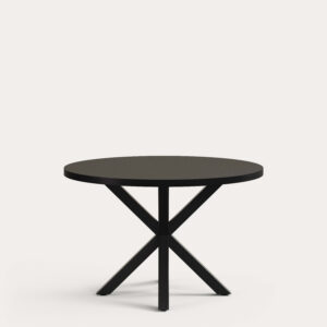 Mesa redonda Argo de DM lacado negro y patas de acero con acabado negro Ø 120 cm