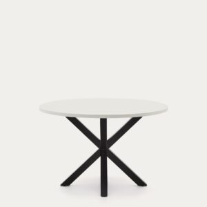 Mesa redonda Argo de melamina blanco y patas de acero con acabado negro Ø 120 cm