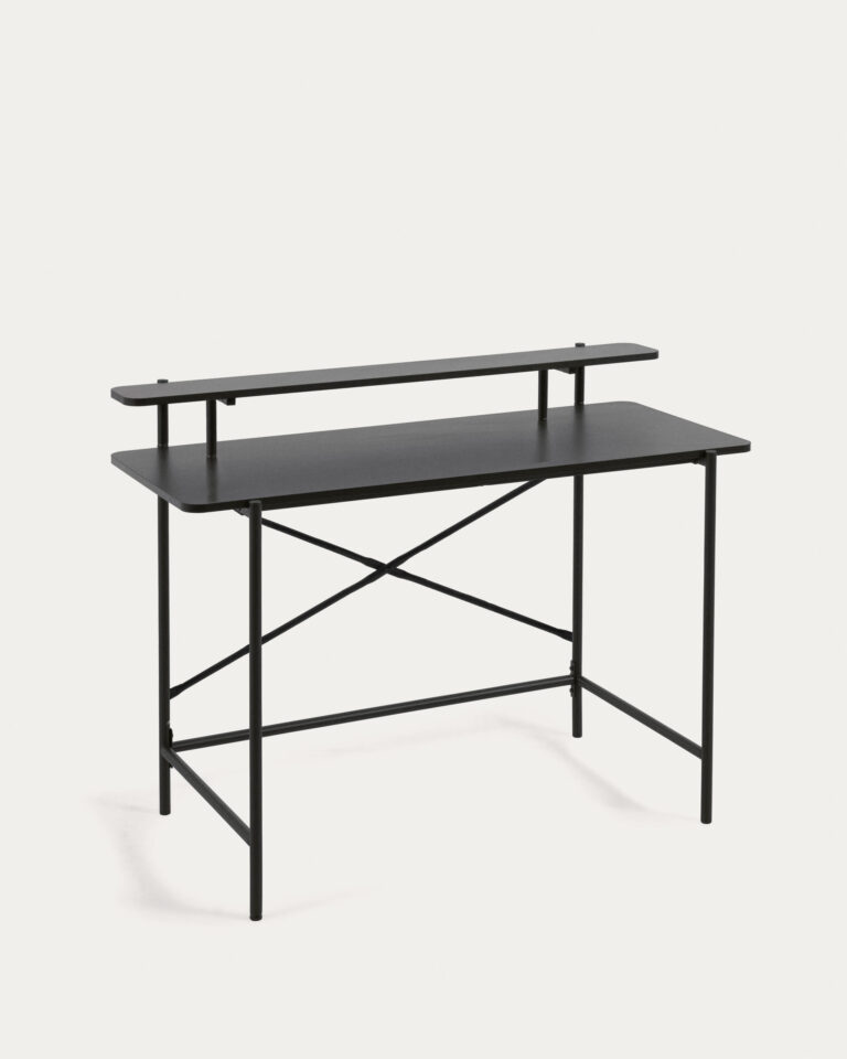 Mesa Galatia de melamina negro y patas de acero con acabado negro 120 x 60 cm