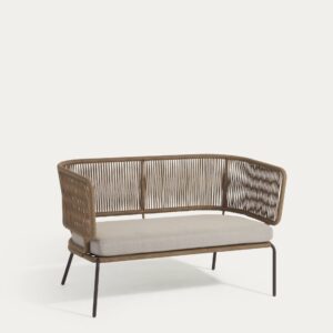 Sofá Nadin 2 plazas de cuerda beige y acero galvanizado 135 cm
