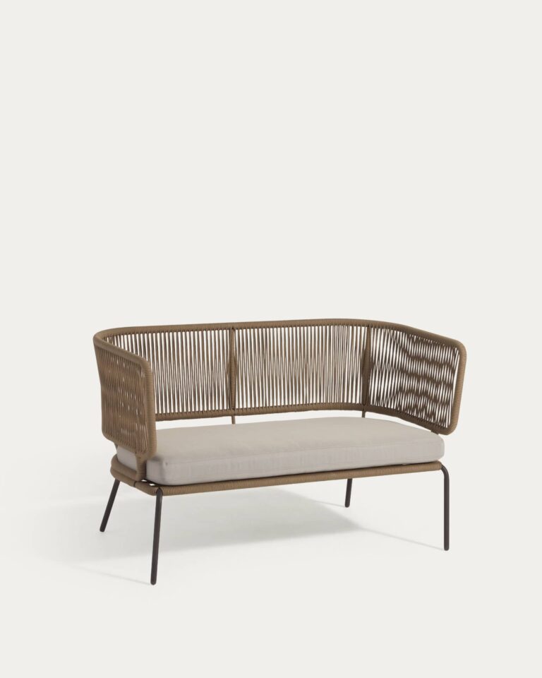 Sofá Nadin 2 plazas de cuerda beige y acero galvanizado 135 cm