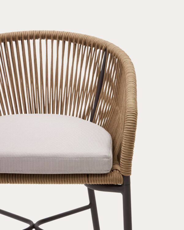 Taburete Yanet de cuerda beige y acero galvanizado altura 80 cm