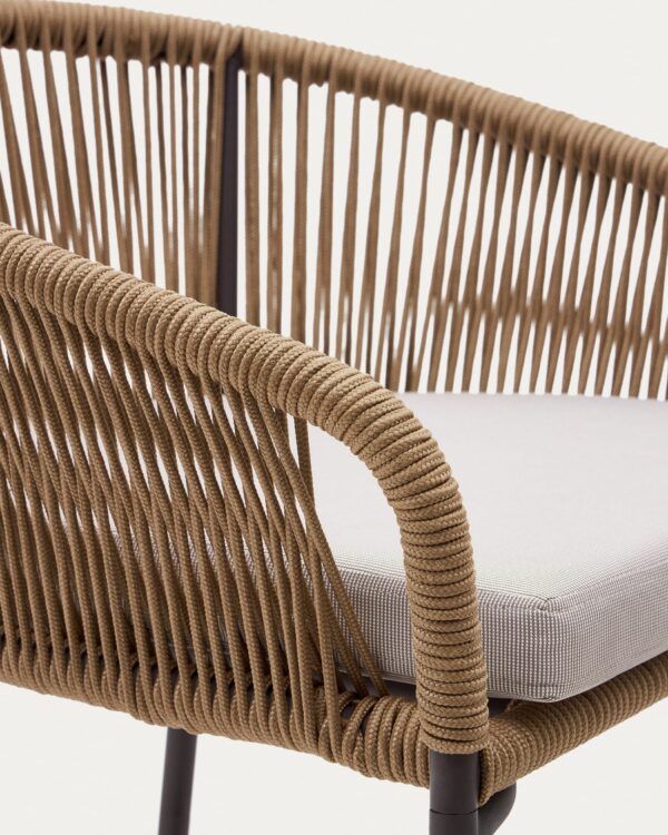 Taburete Yanet de cuerda beige y acero galvanizado altura 80 cm
