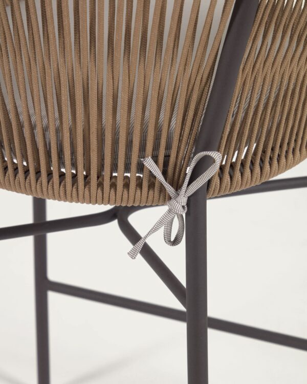 Taburete Yanet de cuerda beige y acero galvanizado altura 80 cm