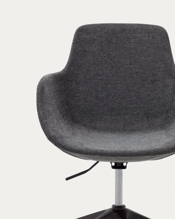 Silla de escritorio Tissiana gris oscuro y aluminio acabado negro mate