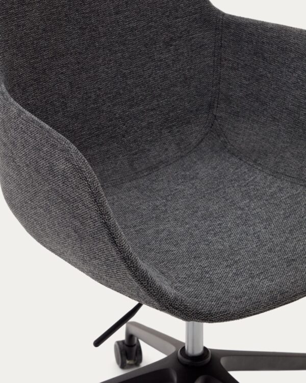 Silla de escritorio Tissiana gris oscuro y aluminio acabado negro mate