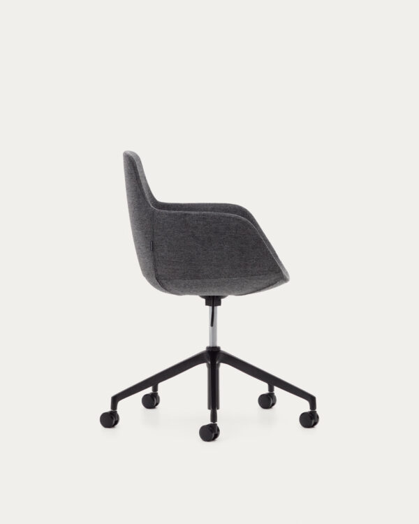 Silla de escritorio Tissiana gris oscuro y aluminio acabado negro mate