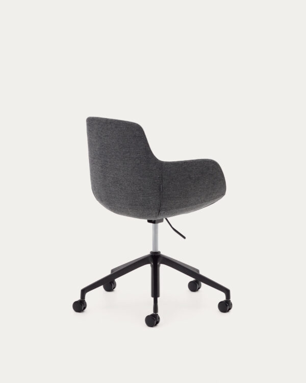 Silla de escritorio Tissiana gris oscuro y aluminio acabado negro mate