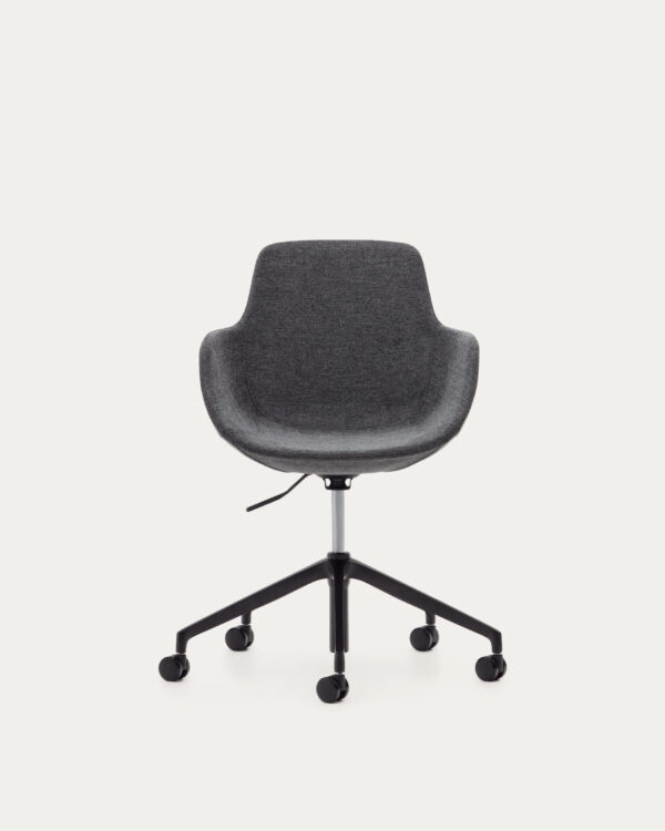 Silla de escritorio Tissiana gris oscuro y aluminio acabado negro mate