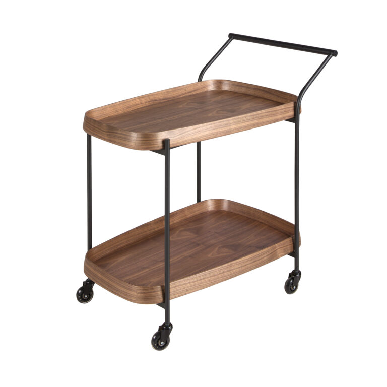 Carrito minibar nogal y acero negro