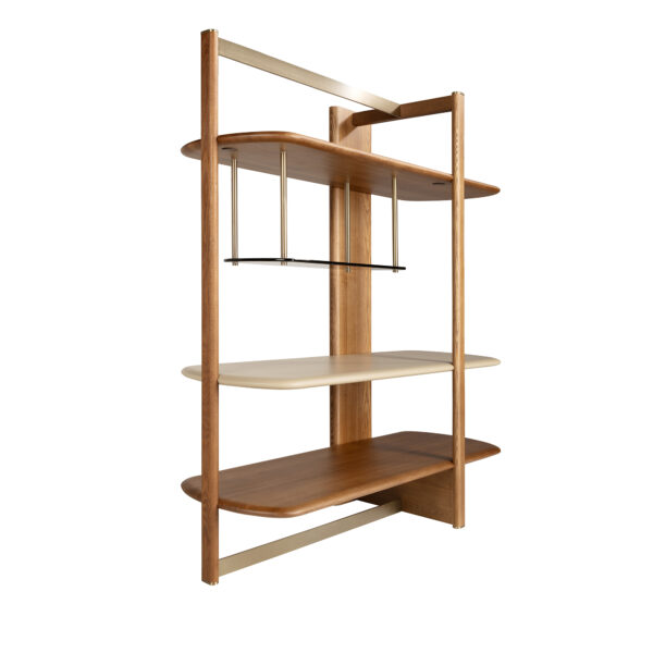 Estantería rectangular derecha nogal claro y madera color Greige
