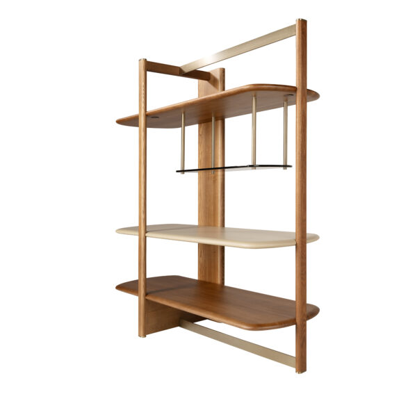 Estantería rectangular izquierda nogal claro y madera color Greige