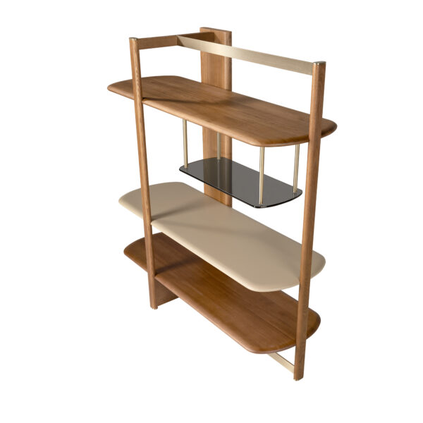 Estantería rectangular izquierda nogal claro y madera color Greige