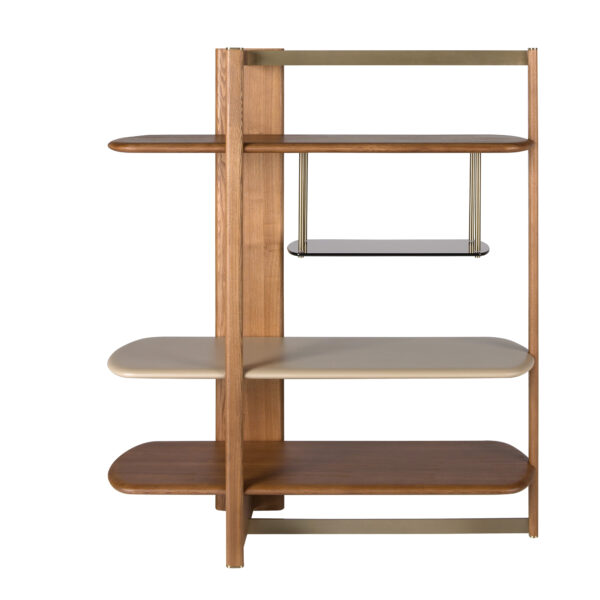 Estantería rectangular izquierda nogal claro y madera color Greige