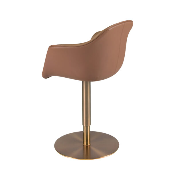 Silla giratoria tela marrón terracota y beige y polipiel marrón