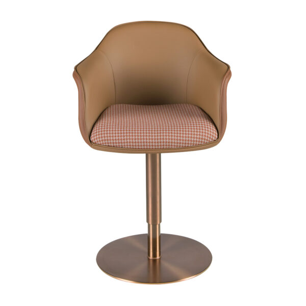 Silla giratoria tela marrón terracota y beige y polipiel marrón