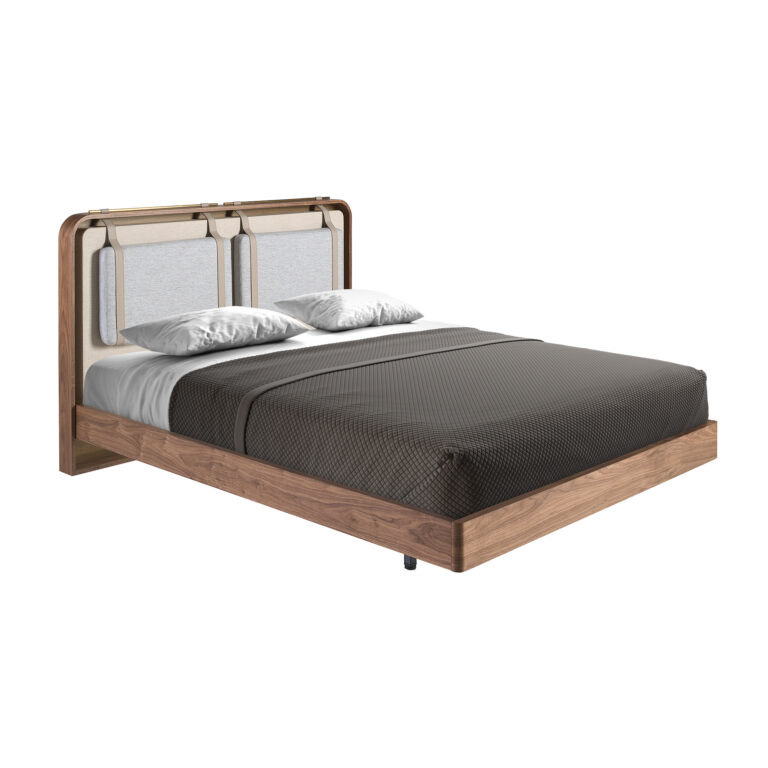 Cama tela color beige y gris