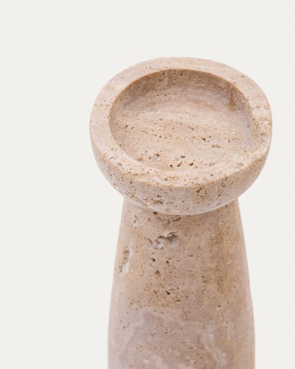 Candelabro pequeño Magan de travertino beige