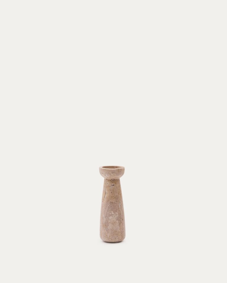 Candelabro pequeño Magan de travertino beige