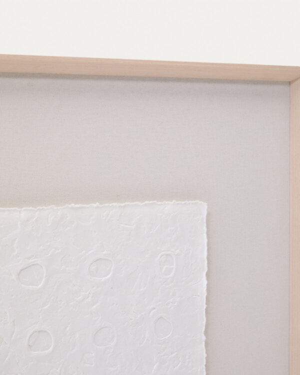 Cuadro abstracto Olvin de papel reciclado blanco con relieves hechos a mano 104 x 124 cm