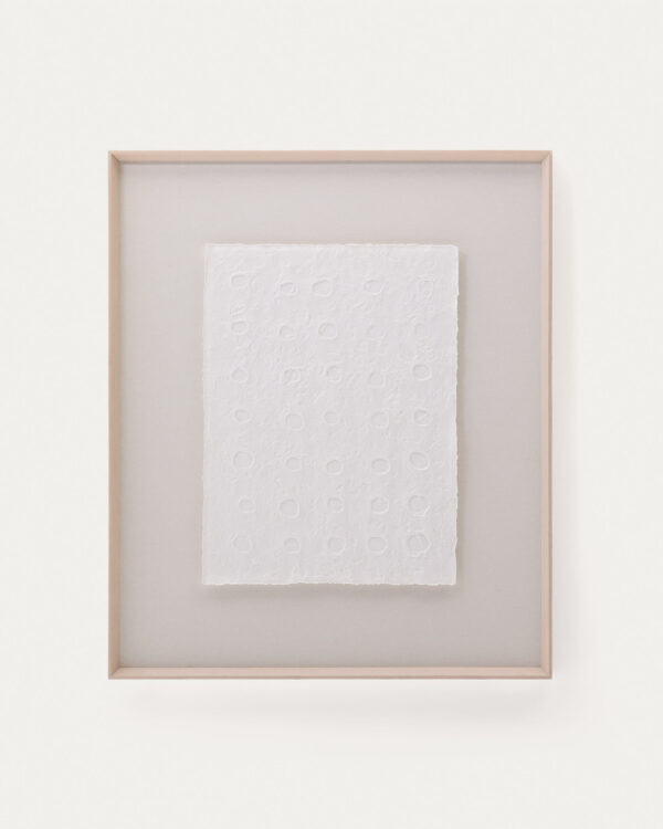 Cuadro abstracto Olvin de papel reciclado blanco con relieves hechos a mano 104 x 124 cm
