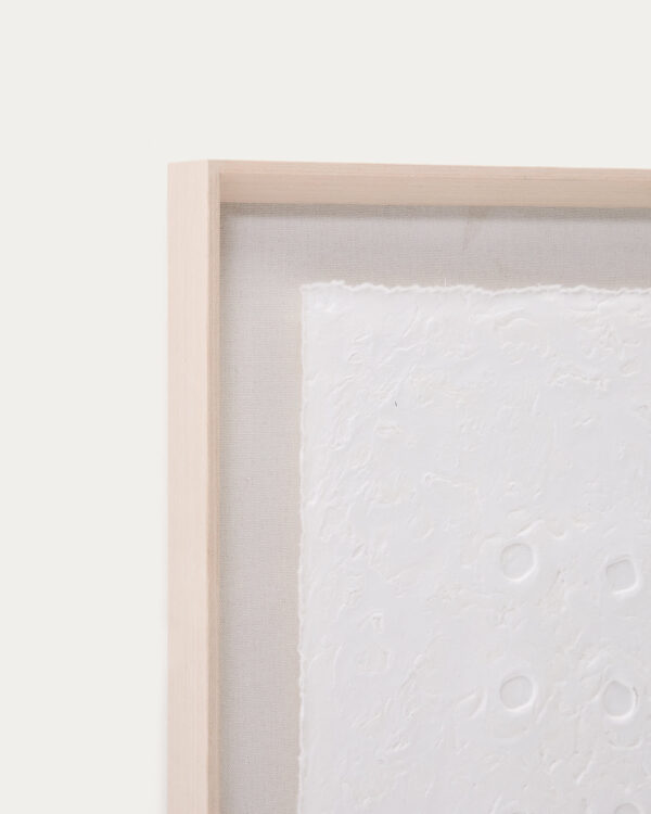 Cuadro abstracto Olvin de papel reciclado blanco con relieves hechos a mano 94 x 74 cm