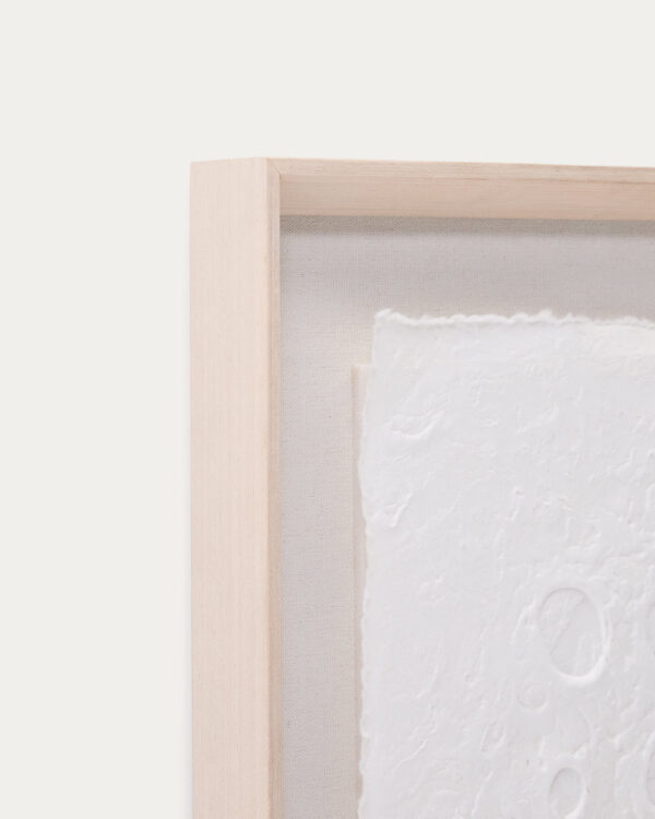 Cuadro abstracto Olvin de papel reciclado blanco con relieves hechos a mano 44 x 94 cm