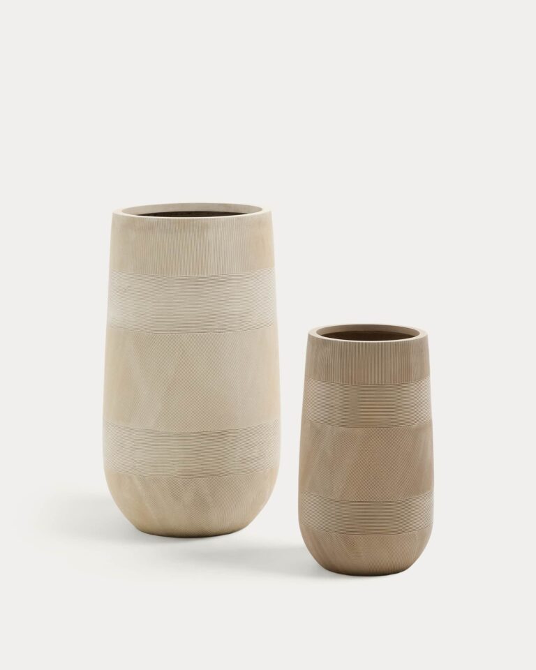 Set Tival de 2 maceteros de efecto cemento beige Ø 45 cm / Ø 32 cm