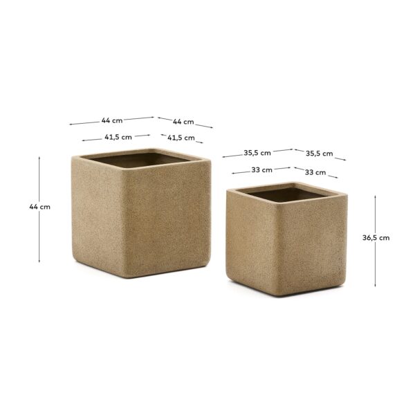 Set Minoa de 2 maceteros de efecto piedra mostaza 44 x 44 cm