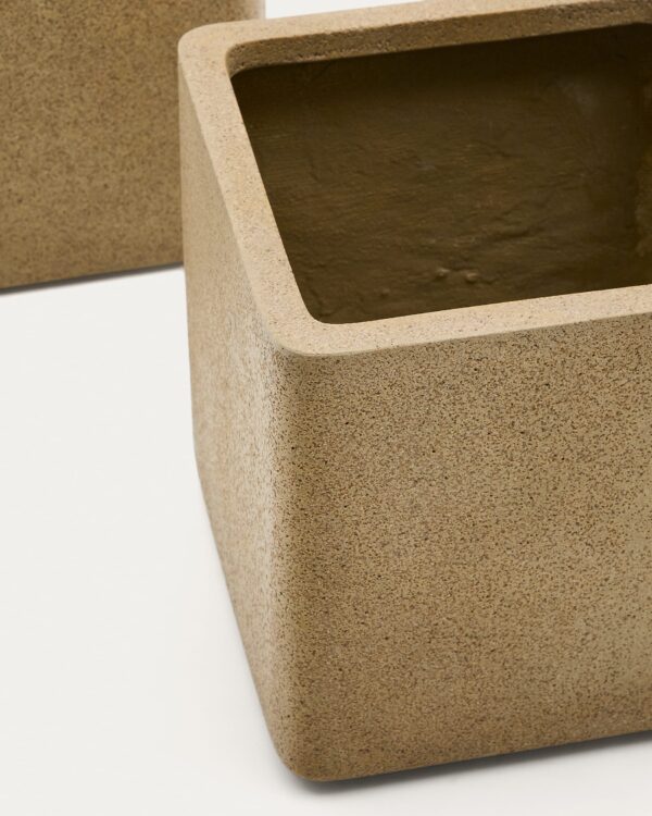 Set Minoa de 2 maceteros de efecto piedra mostaza 44 x 44 cm