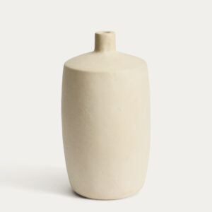 Jarrón Mireni de papel maché beige Ø 39 cm