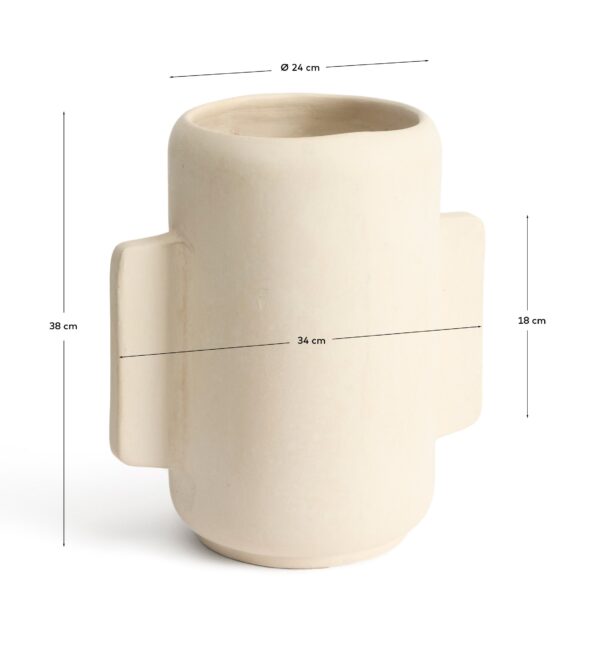 Jarrón Mireni de papel maché beige 38 cm