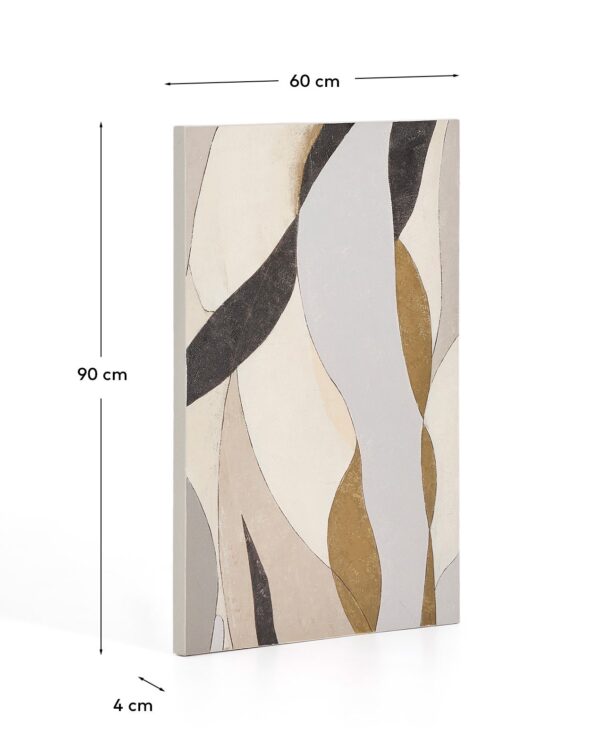 Lienzo abstracto Marvilo gris y mostaza 60 x 90 cm