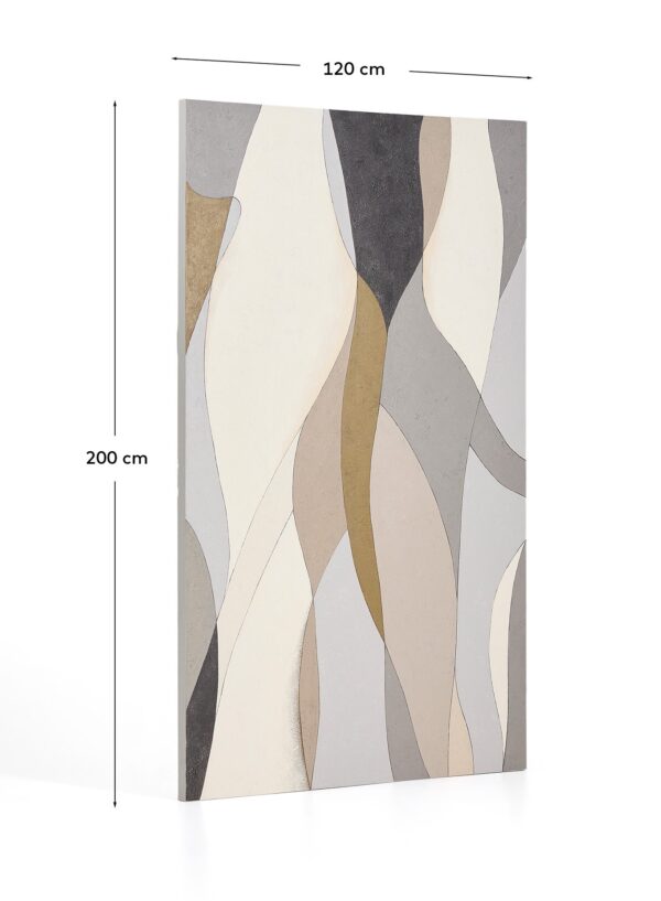 Lienzo abstracto Marvilo gris y mostaza 120 x 200 cm