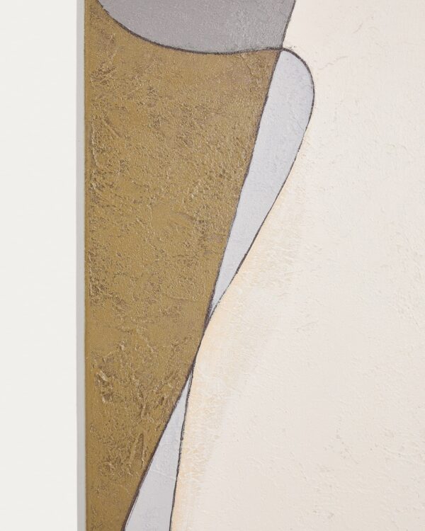 Lienzo abstracto Marvilo gris y mostaza 120 x 200 cm