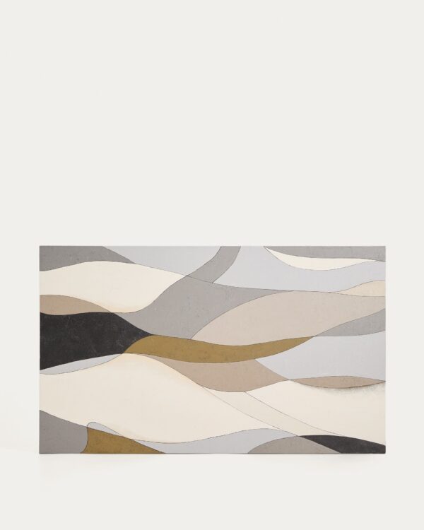 Lienzo abstracto Marvilo gris y mostaza 120 x 200 cm
