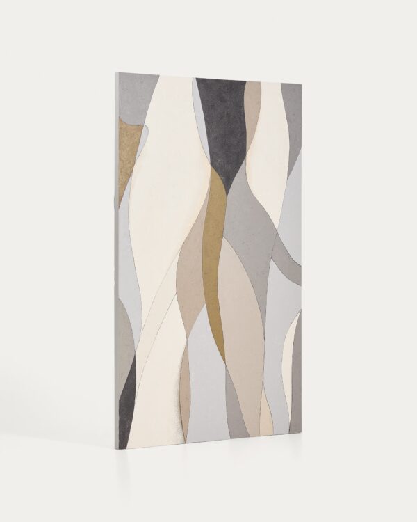 Lienzo abstracto Marvilo gris y mostaza 120 x 200 cm