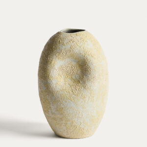 Jarrón Medira de cerámica crudo y amarillo 32,5 cm