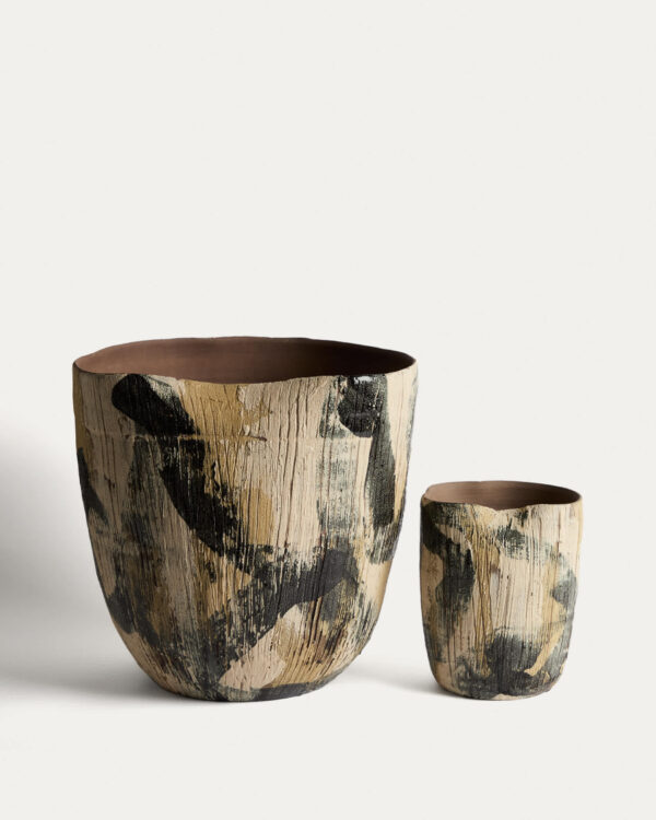 Jarrón Dirva de cerámica marrón 23 cm
