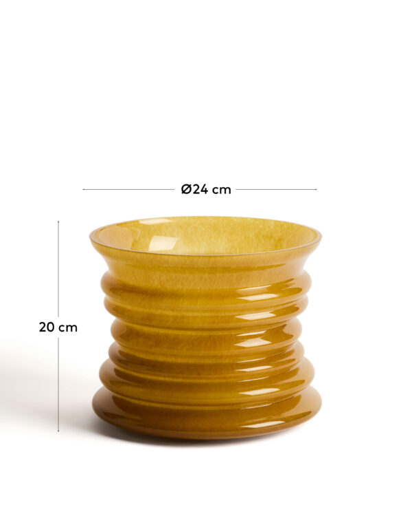 Jarrón Ambere de vidrio amarillo 20 cm