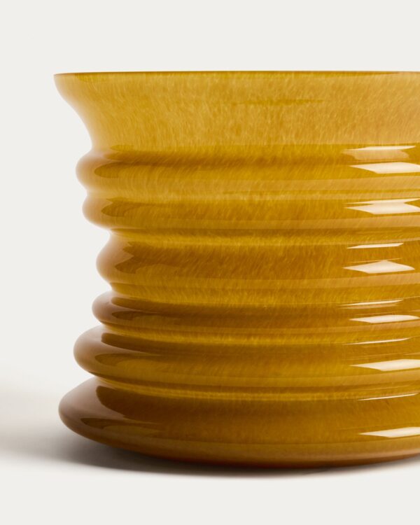 Jarrón Ambere de vidrio amarillo 20 cm