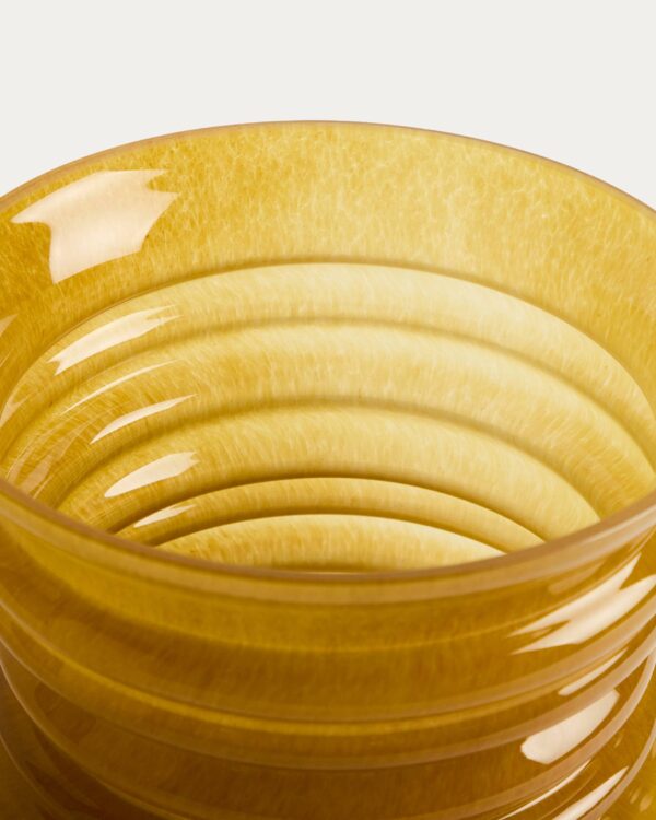 Jarrón Ambere de vidrio amarillo 20 cm